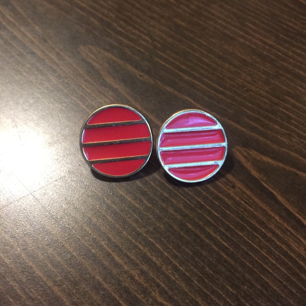 Red Circle Post Earrings